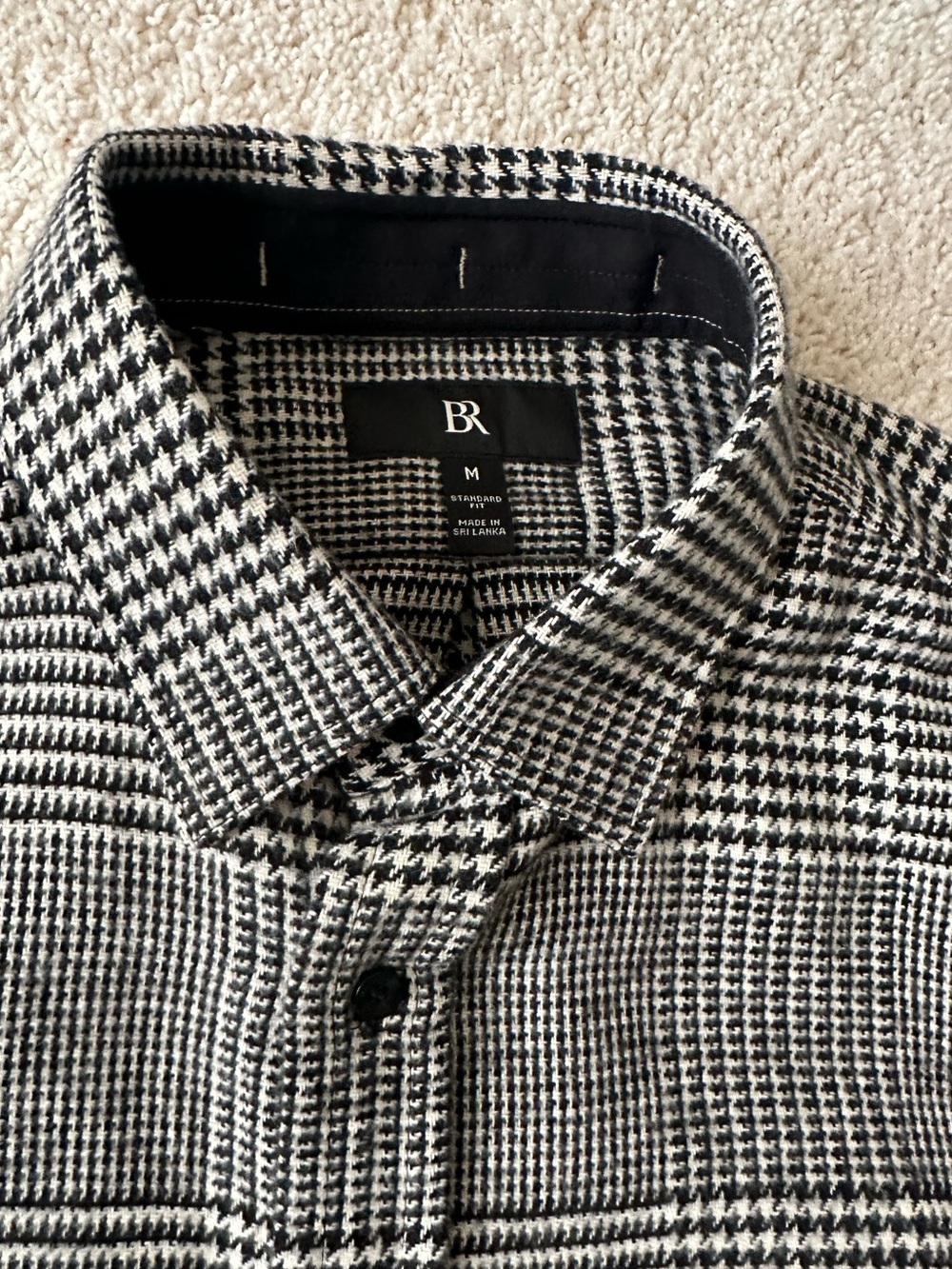 Men’s Banana Republic Black White Houndstooth Shirt Jacket Shacket Medium NWOT